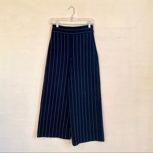 ZARA SUPER HIGH WAIST BLACK STRIPED WIDE LEG CROP